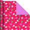 Christmas Wrapping Paper Rolls - Pink Holiday Gift Wrap Paper (Set of 3 Reversible Rolls: 75 sq. ft. ttl.) Trendy Snowflakes, Lights, Trees in Pink, Red, Mint Green